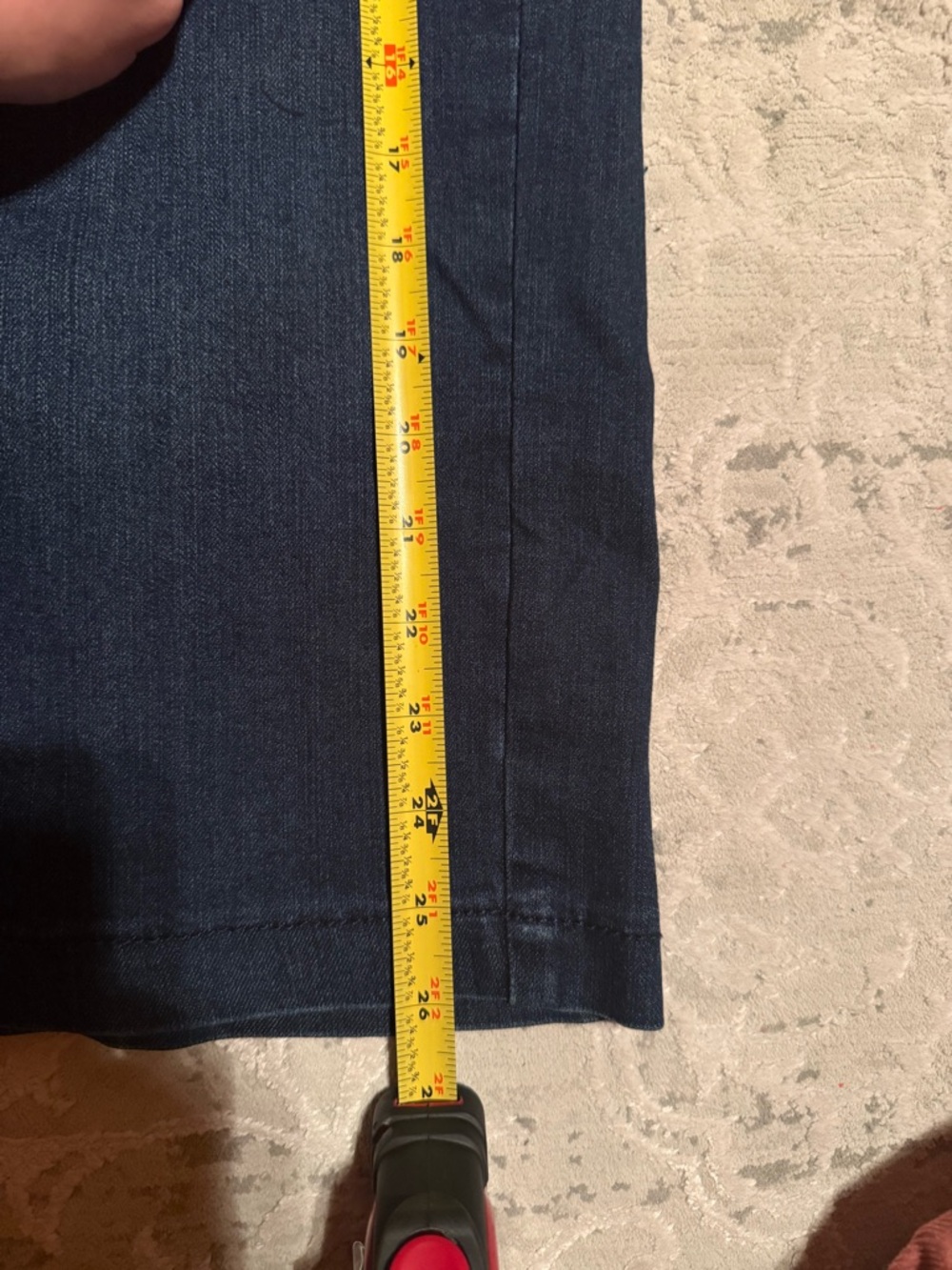 Button-Accent Dark Blue Denim Pencil Skirt - Picture 3 of 6
